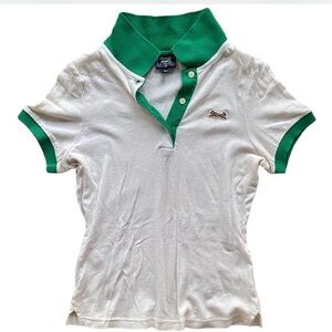 Le Tigre Vintage Y2K tiny fit White Polo with Green Accents